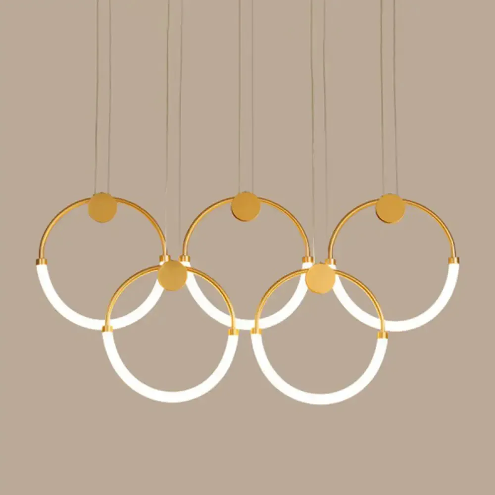 Gold Minimalistic Ring Pendant LED Ceiling Light for Living Room - Acrylic Island Lighting