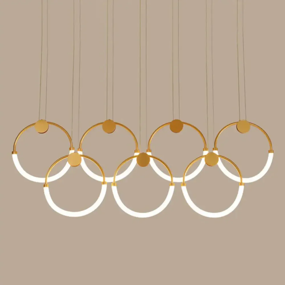 Gold Minimalistic Ring Pendant LED Ceiling Light for Living Room - Acrylic Island Lighting