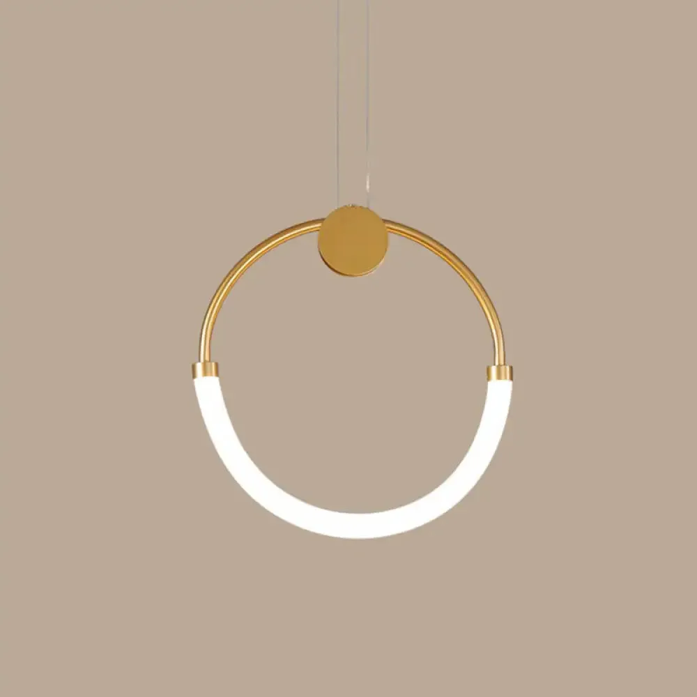 Gold Minimalistic Ring Pendant LED Ceiling Light for Living Room - Acrylic Island Lighting