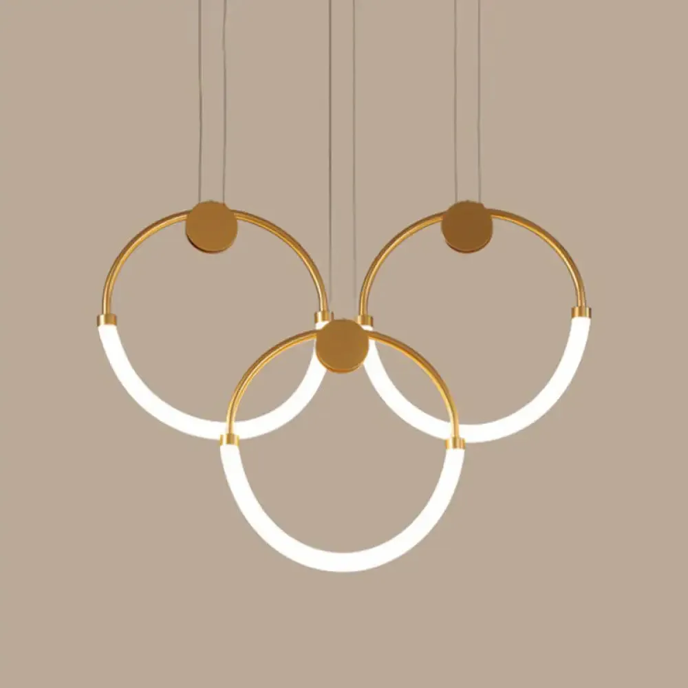 Gold Minimalistic Ring Pendant LED Ceiling Light for Living Room - Acrylic Island Lighting