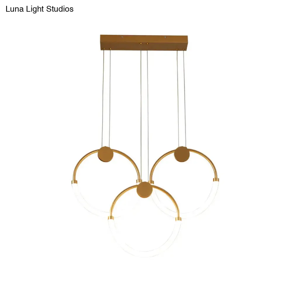 Gold Minimalistic Ring Pendant LED Ceiling Light for Living Room - Acrylic Island Lighting