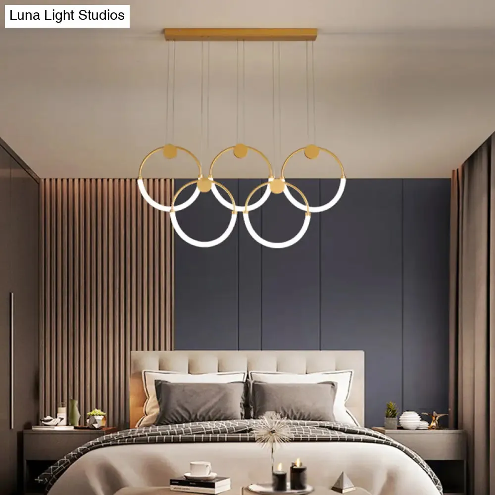 Gold Minimalistic Ring Pendant LED Ceiling Light for Living Room - Acrylic Island Lighting