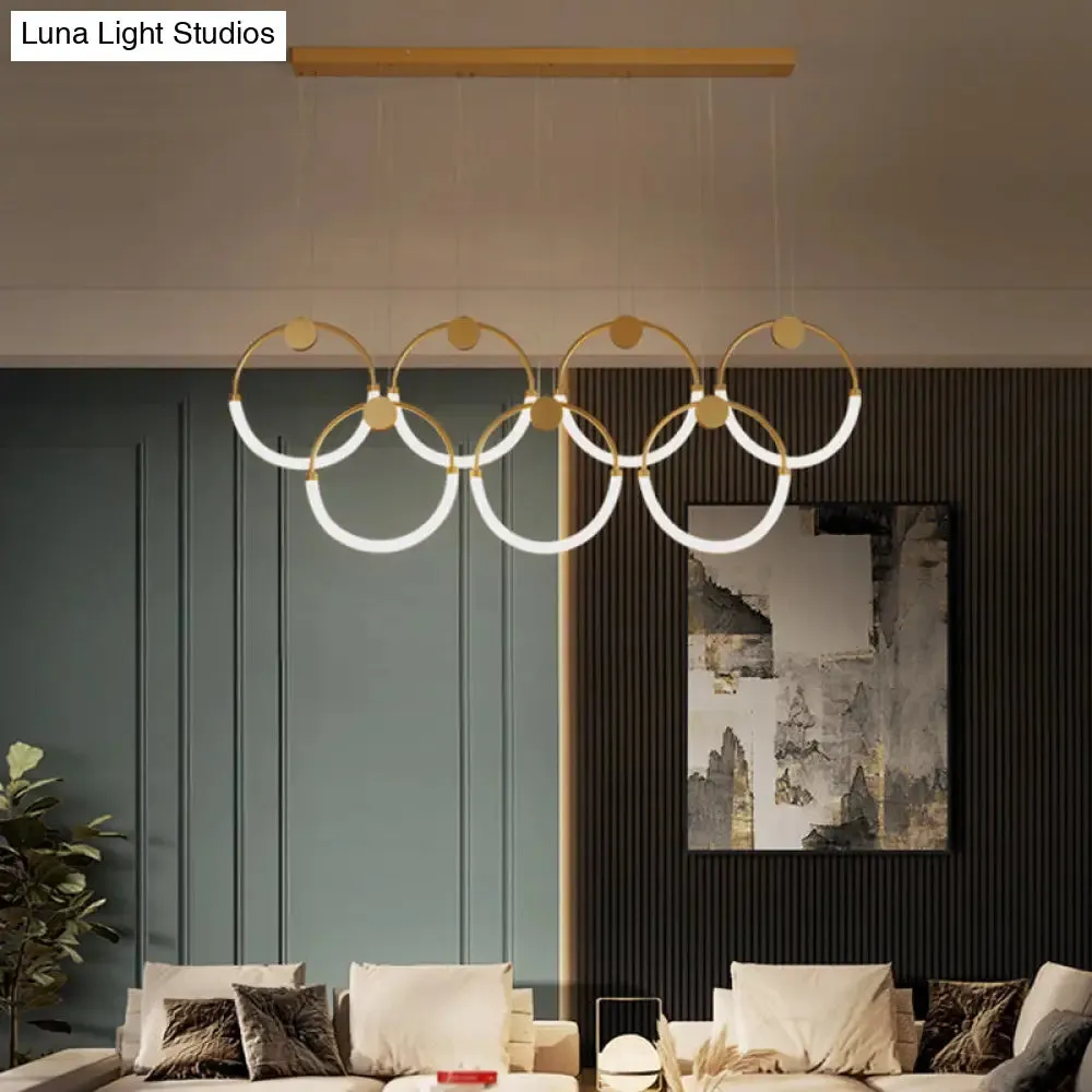 Gold Minimalistic Ring Pendant LED Ceiling Light for Living Room - Acrylic Island Lighting