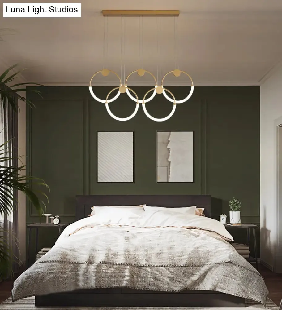 Gold Minimalistic Ring Pendant LED Ceiling Light for Living Room - Acrylic Island Lighting