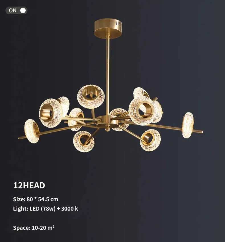 Golden Halo Circlets Modern LED Crystal Shape Glass Chandelier Luxurious Gold Light Fixture
