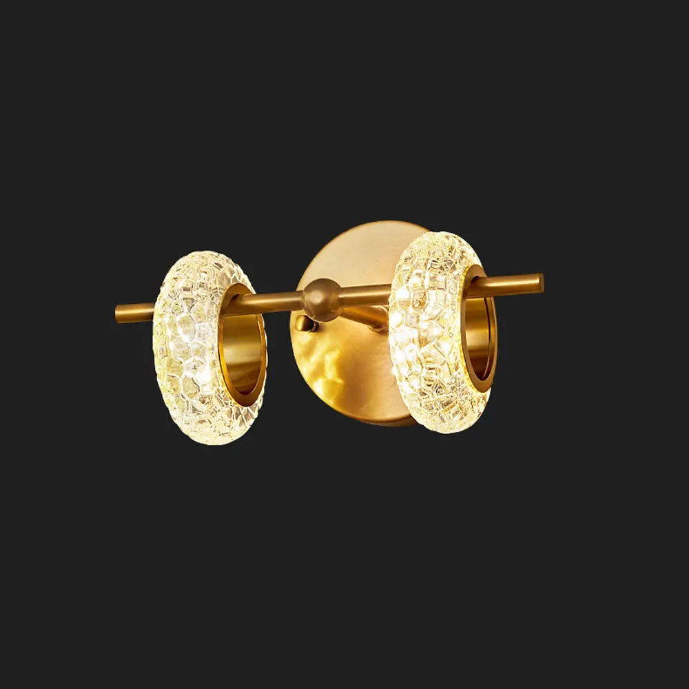 Golden Halo Circlets Modern LED Crystal Shape Glass Sconce Luxurious Gold Light Fixture