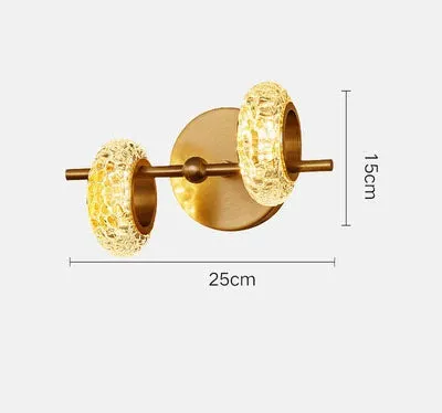 Golden Halo Circlets Modern LED Crystal Shape Glass Sconce Luxurious Gold Light Fixture