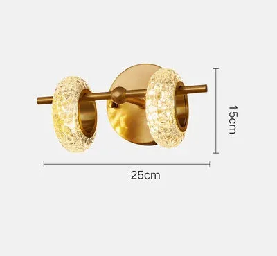 Golden Halo Circlets Modern LED Crystal Shape Glass Sconce Luxurious Gold Light Fixture