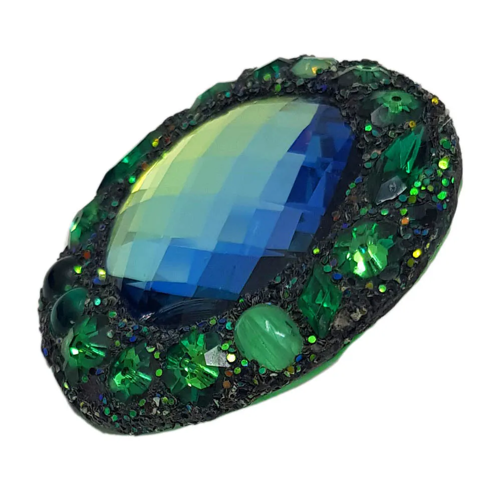 GREEN LARGE CRYSTAL COCKTAIL RING, 2008