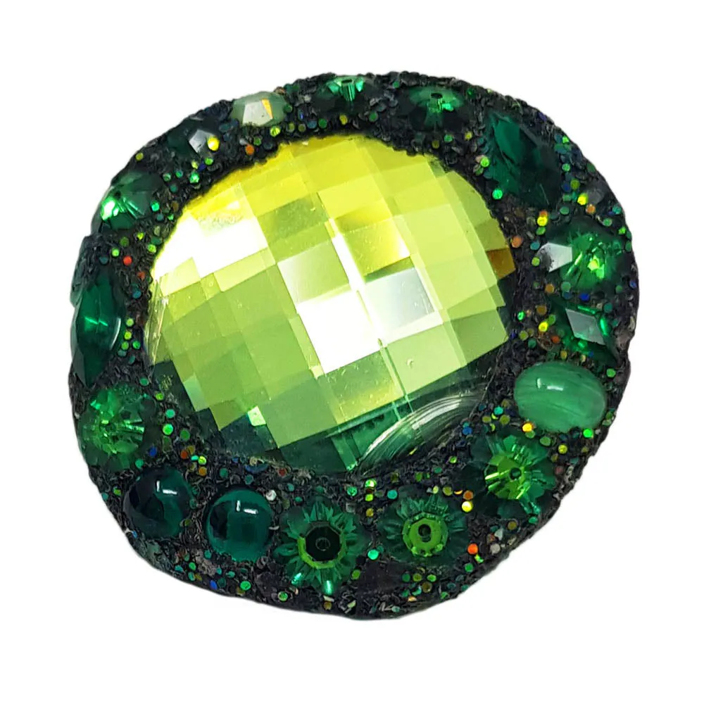 GREEN LARGE CRYSTAL COCKTAIL RING, 2008