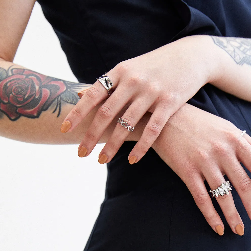 Heart Design Amore Adjustable Ring Open Design