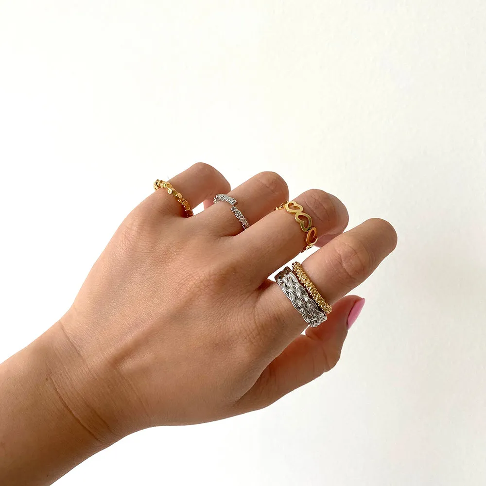 Heart Design Amore Adjustable Ring Open Design
