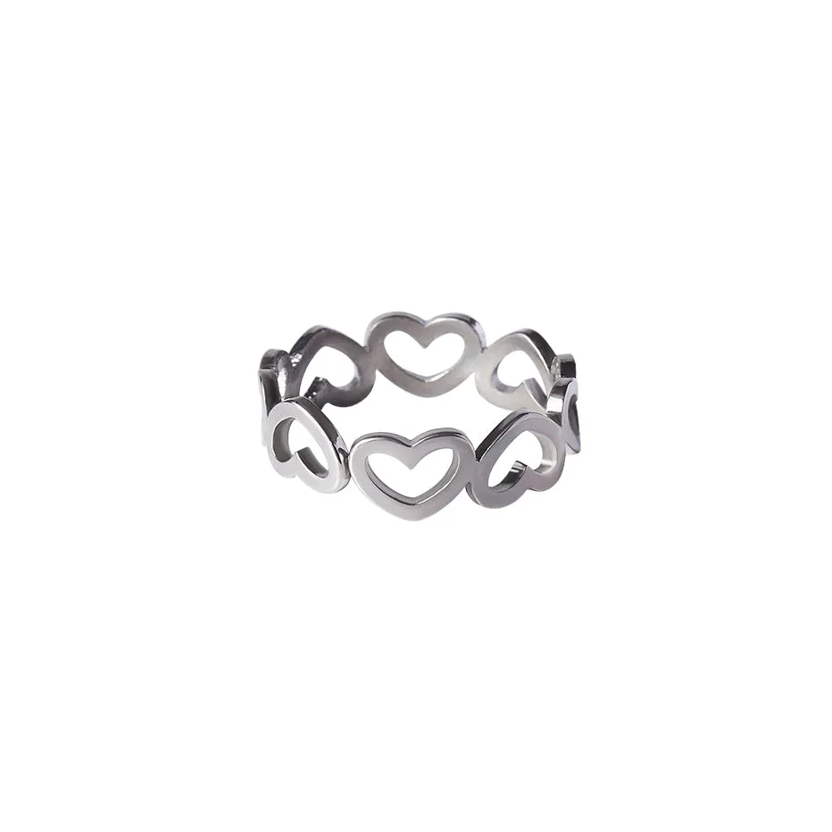 Heart Design Amore Adjustable Ring Open Design