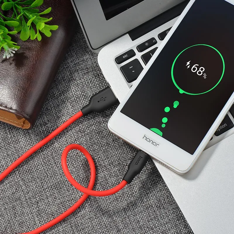 Hoco x21 USB To Type C Silicone Quick Charge Cable - Red