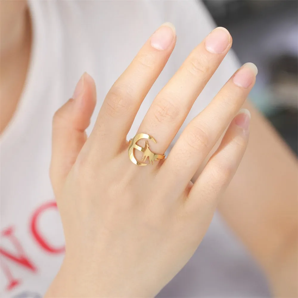 Howling Wolf Moon Ring