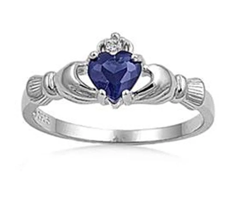 Irish Claddagh Love & Friendship .925 Plated - Birthstone Colors