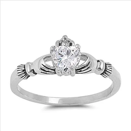 Irish Claddagh Love & Friendship .925 Plated - Birthstone Colors