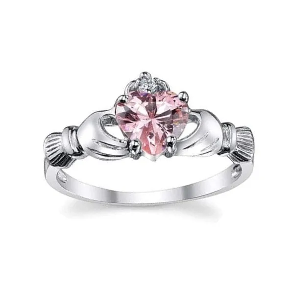 Irish Claddagh Love & Friendship .925 Plated - Birthstone Colors