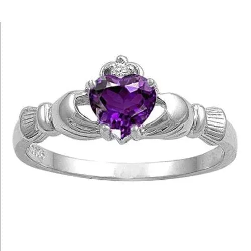 Irish Claddagh Love & Friendship .925 Plated - Birthstone Colors