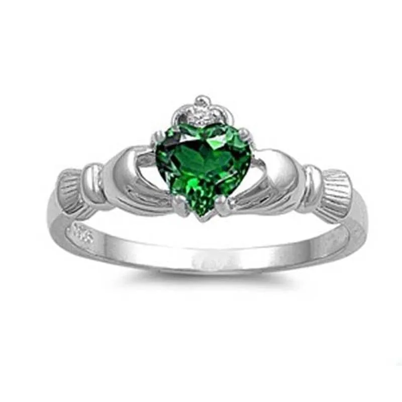Irish Claddagh Love & Friendship .925 Plated - Birthstone Colors