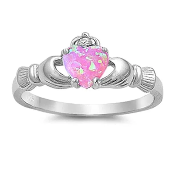 Irish Claddagh Love & Friendship .925 Plated - Birthstone Colors