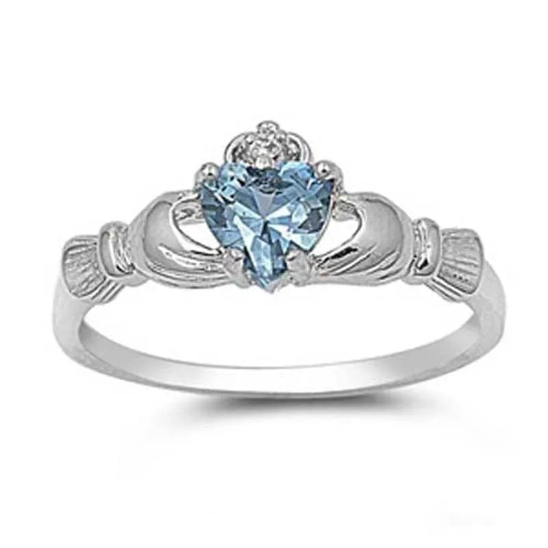 Irish Claddagh Love & Friendship .925 Plated - Birthstone Colors