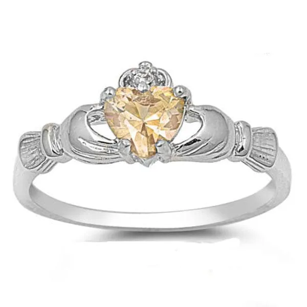 Irish Claddagh Love & Friendship .925 Plated - Birthstone Colors