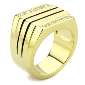 Jewellery Kingdom Mens Gold Cz Square Signet Pinky Classy Smart 18kt Steel Ring