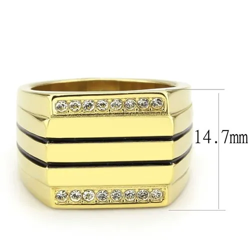 Jewellery Kingdom Mens Gold Cz Square Signet Pinky Classy Smart 18kt Steel Ring