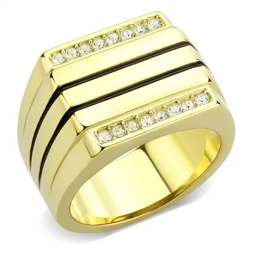 Jewellery Kingdom Mens Gold Cz Square Signet Pinky Classy Smart 18kt Steel Ring