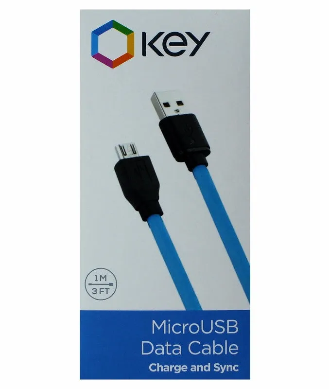 Key 3-Ft Micro-USB Charge and Sync Data Cable - Blue and Black
