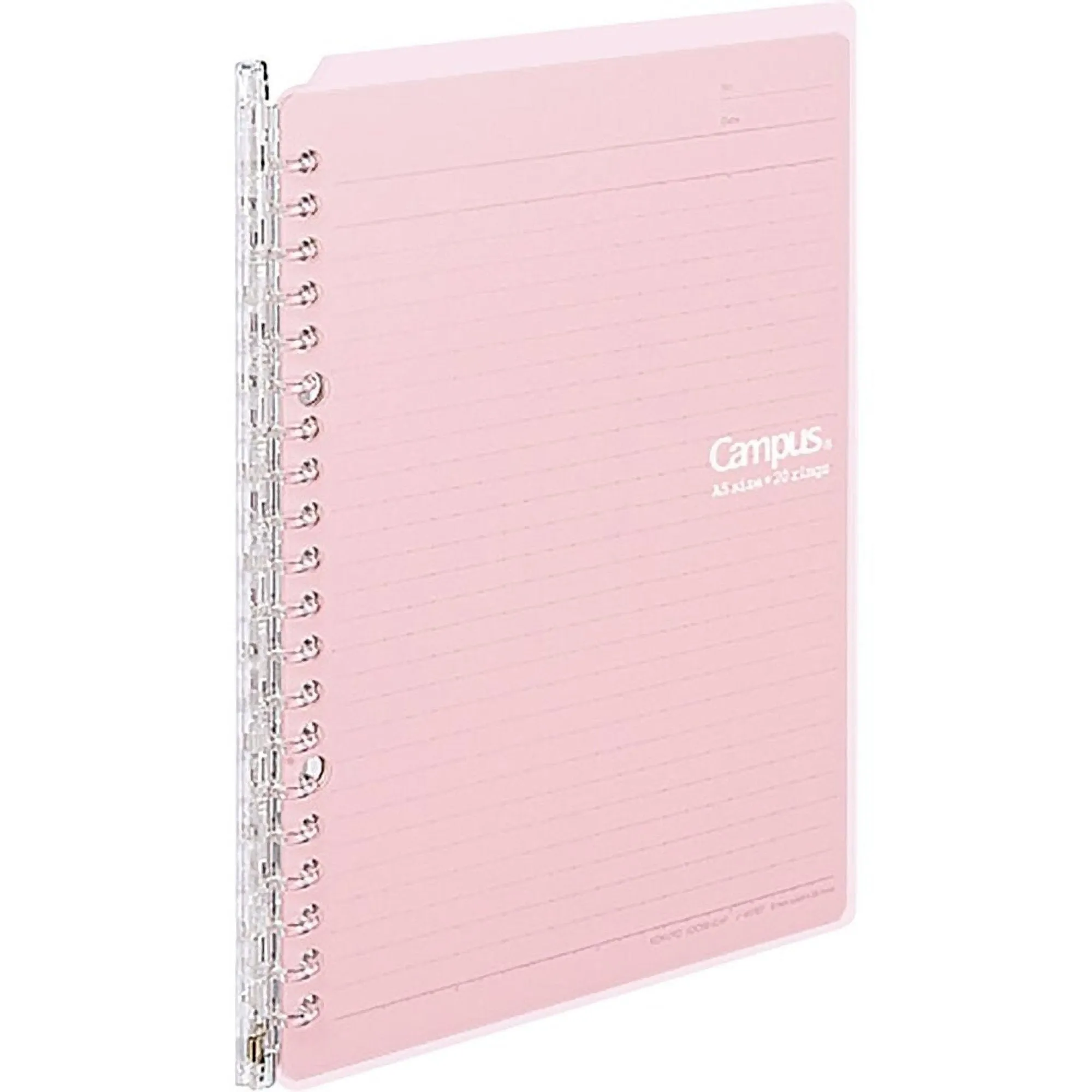 Kokuyo A5 Campus LIGHT PINK Smart Ring Binder 20 Rings Notebook | 25 Sheets Capacity SP130