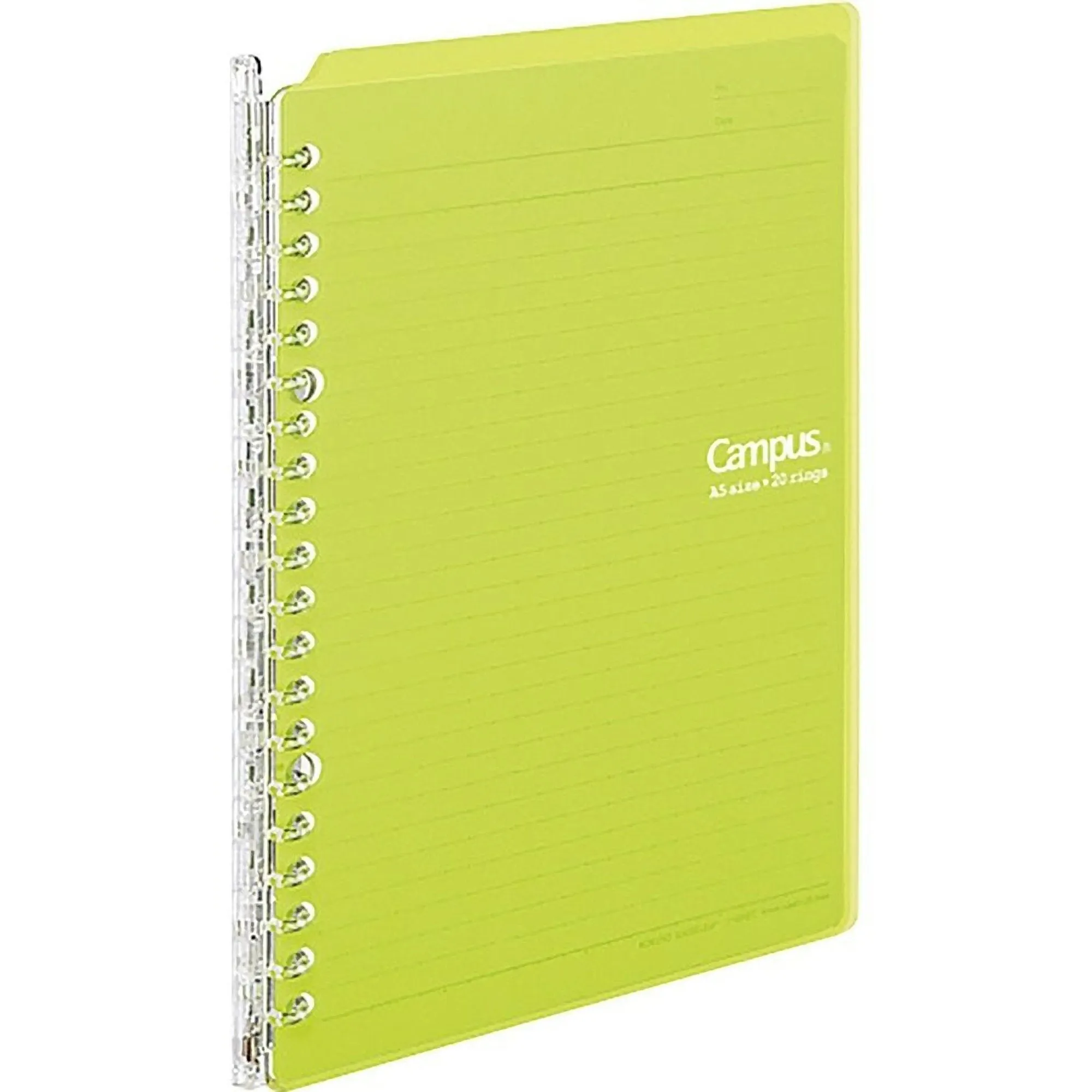 Kokuyo A5 Campus YELLOW GREEN Smart Ring Binder 20 Rings Notebook | 25 Sheets Capacity SP130