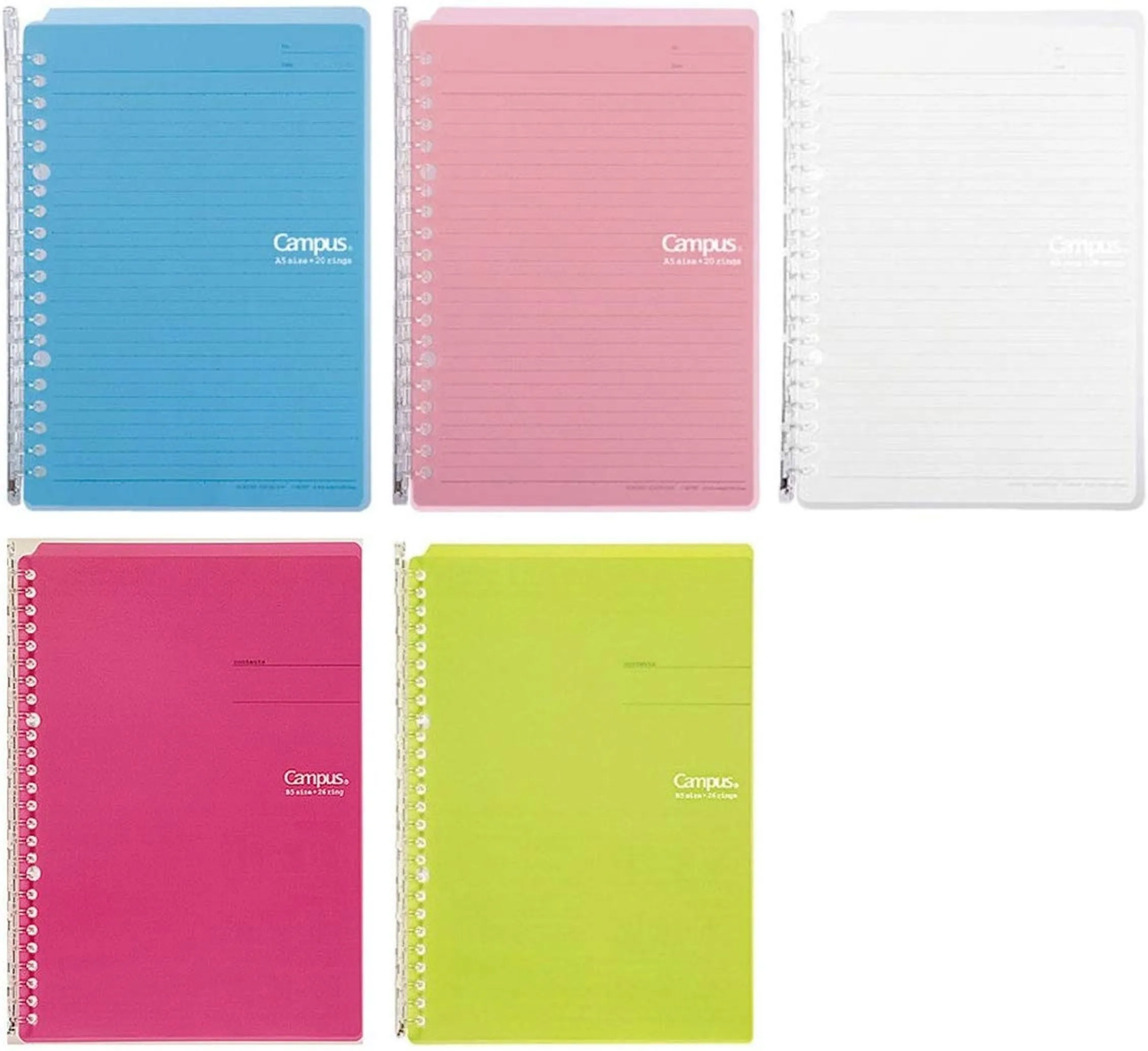 Kokuyo B5 Campus YELLOW B5 Smart Ring Binder 26 Rings "Lay Flat" Notebook SP700Y | 25 Sheets Capacity