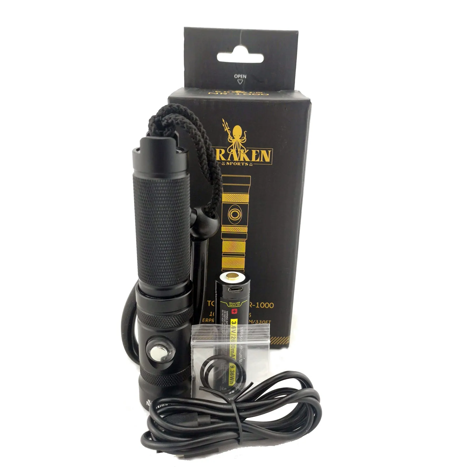 Kraken Sports NR-1000 Back Up Dive Light 1000 Lumens, 330ft/100m Depth Rating, 90 Minutes Burn Time at Full Power