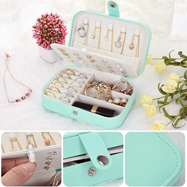 KriShyam® Travel Jewelry Case,Mini Jewellery Box,Portable Jewelry Box Display Storage Case,Bangle Box,Jewellery Organisers, Storage Boxes for Rings & Earrings