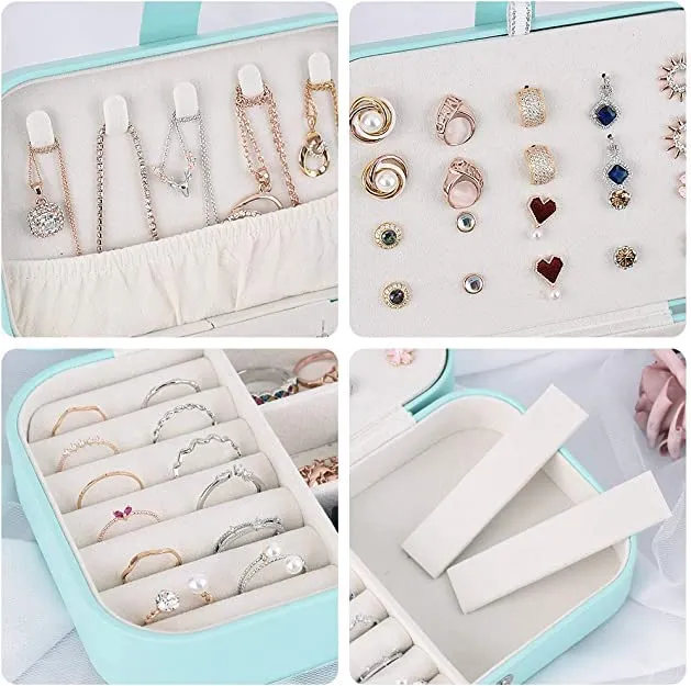 KriShyam® Travel Jewelry Case,Mini Jewellery Box,Portable Jewelry Box Display Storage Case,Bangle Box,Jewellery Organisers, Storage Boxes for Rings & Earrings