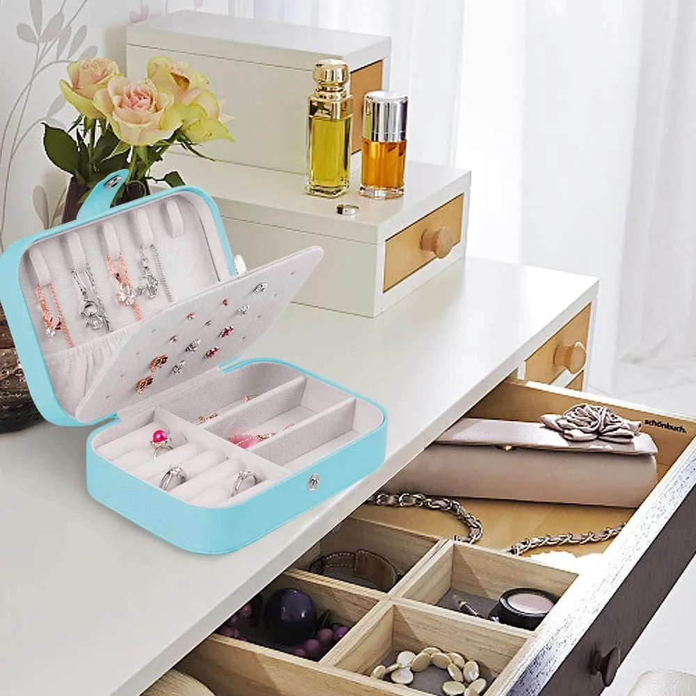 KriShyam® Travel Jewelry Case,Mini Jewellery Box,Portable Jewelry Box Display Storage Case,Bangle Box,Jewellery Organisers, Storage Boxes for Rings & Earrings