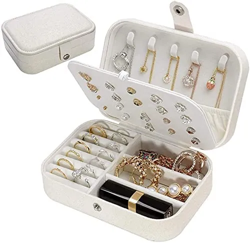 KriShyam® Travel Jewelry Case,Mini Jewellery Box,Portable Jewelry Box Display Storage Case,Bangle Box,Jewellery Organisers, Storage Boxes for Rings & Earrings
