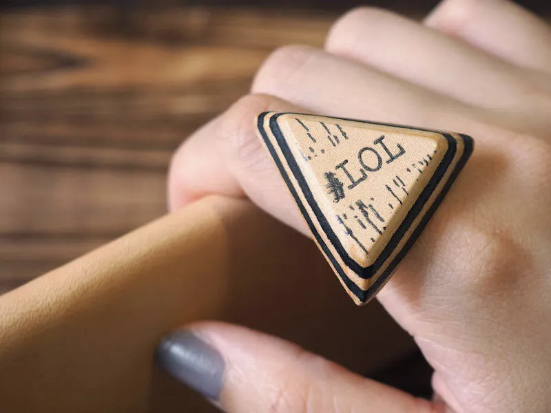 LOL Laugh Out Loud Leather Ring #Black