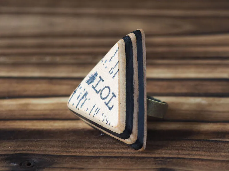 LOL Laugh Out Loud Leather Ring #Black