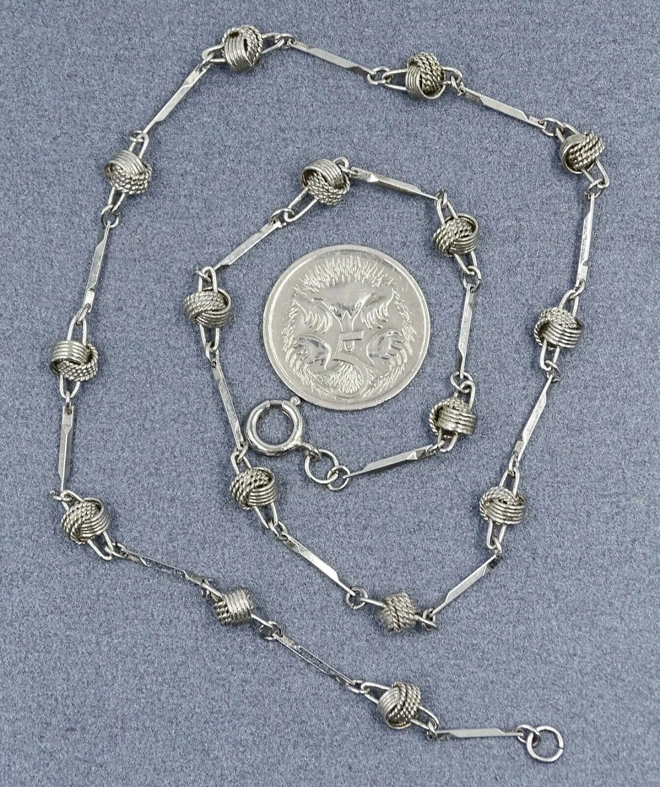 Love Knot Silver Toned Link Necklace
