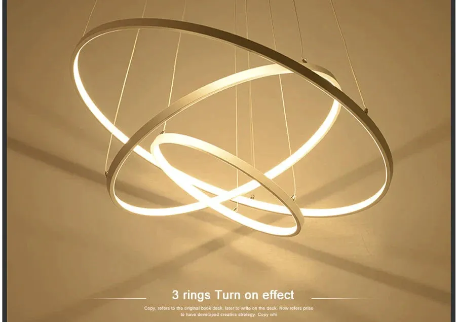 Lumulox Pendant Lights For Living Room Foyer Room 1/2/3 Circle Rings Acrylic Aluminum Body LED Pendant Lamp Fixtures Home Dero