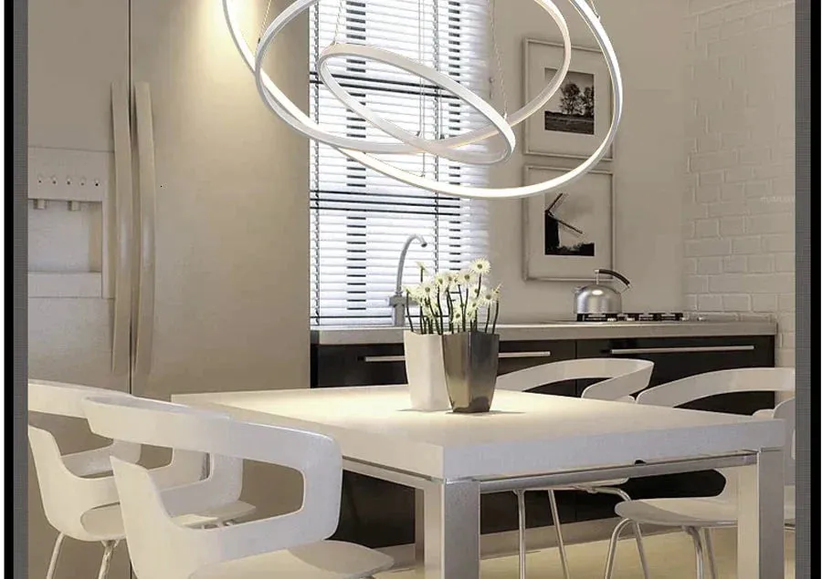 Lumulox Pendant Lights For Living Room Foyer Room 1/2/3 Circle Rings Acrylic Aluminum Body LED Pendant Lamp Fixtures Home Dero