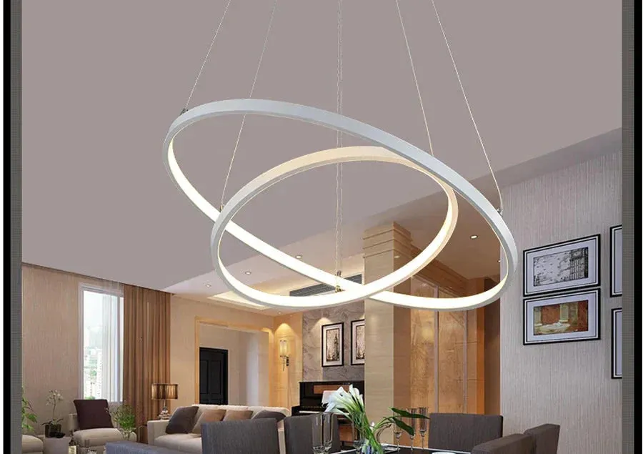 Lumulox Pendant Lights For Living Room Foyer Room 1/2/3 Circle Rings Acrylic Aluminum Body LED Pendant Lamp Fixtures Home Dero