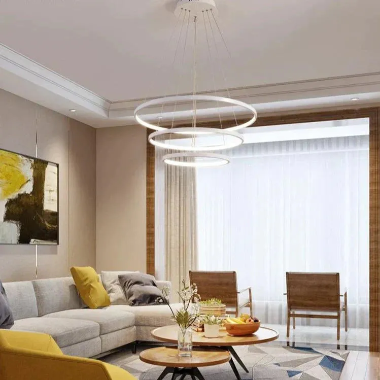 Lumulox Pendant Lights For Living Room Foyer Room 1/2/3 Circle Rings Acrylic Aluminum Body LED Pendant Lamp Fixtures Home Dero