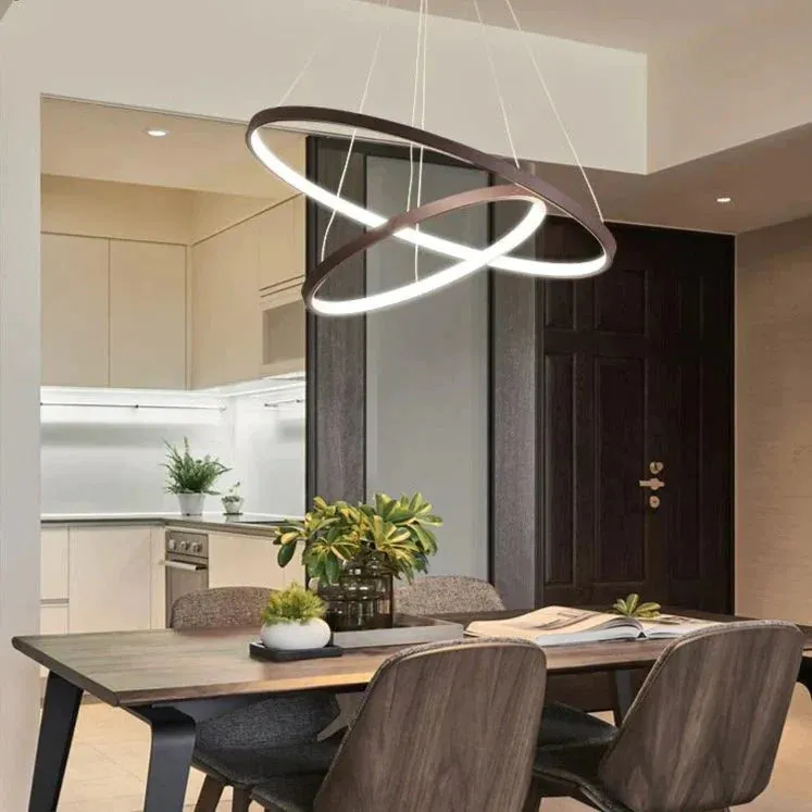 Lumulox Pendant Lights For Living Room Foyer Room 1/2/3 Circle Rings Acrylic Aluminum Body LED Pendant Lamp Fixtures Home Dero