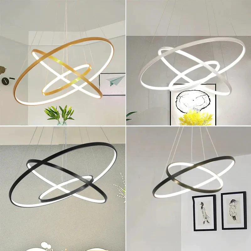 Lumulox Pendant Lights For Living Room Foyer Room 1/2/3 Circle Rings Acrylic Aluminum Body LED Pendant Lamp Fixtures Home Dero