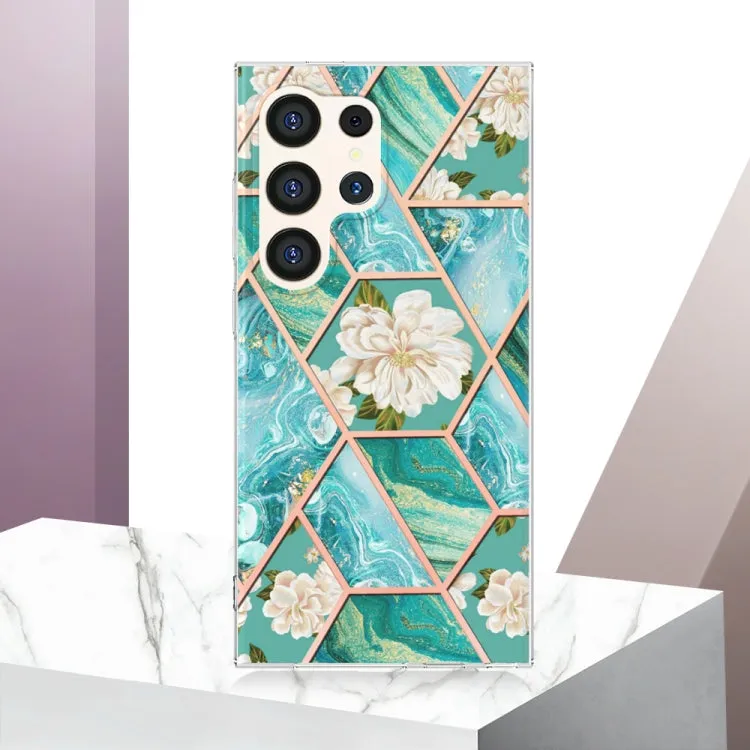 Marble Floral IMD TPU Protective Phone Case for Samsung Galaxy S24 Ultra 5G