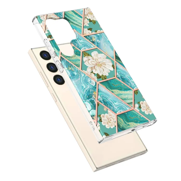 Marble Floral IMD TPU Protective Phone Case for Samsung Galaxy S24 Ultra 5G
